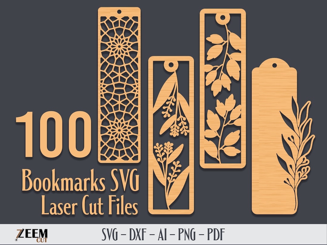 100 Bookmark Laser Cut SVG Files Template for CNC Routing