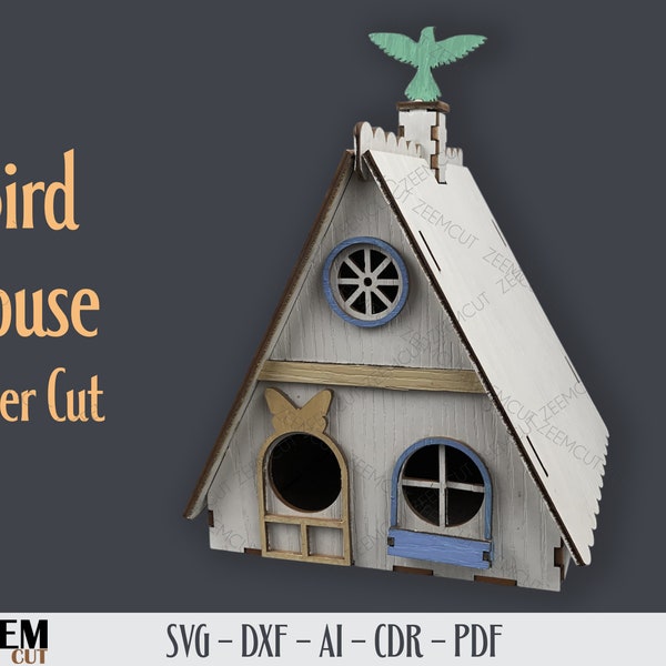 Bird House SVG Laser Cut Files Template for Glowforge, CNC Routing and Other Laser Cutting Machines, dxf, svg, ai cdr bird house cnc files