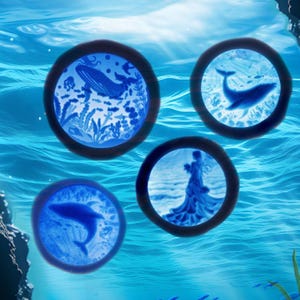 Série Underwater World, selos de latão esculpidos de forma complexa e selos de laca com relevos requintados