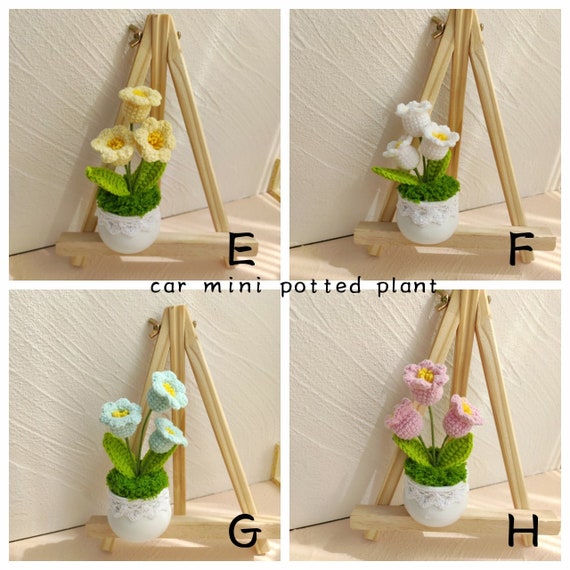 Homemade Knitted Flower Potted Plant Crafts Fake Plants Home Decor  Hand-woven Crochet Potted Handmade Flower Fake Flowers Knit Flower PINK SMALL  FLOWER 