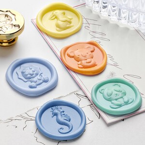 Selo de laca minimalista e fofo/Cabeça de bronze em relevo de tamanho 2,2 cm/Selo de cera de laca fofo
