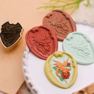Exquisit geschnitztes Reliefdrache und Engel Wachssiegel personalisierte Stempel Hochzeitseinladung Hochzeitssiegel Stempel Wachsstempel Brauch