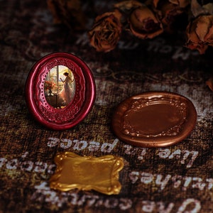 Spiegelrahmen Fotorahmen Taschenuhr Wachssiegel Personalisierter Stempel Hochzeitseinladung Hochzeitssiegelstempel Wachsstempel individuell