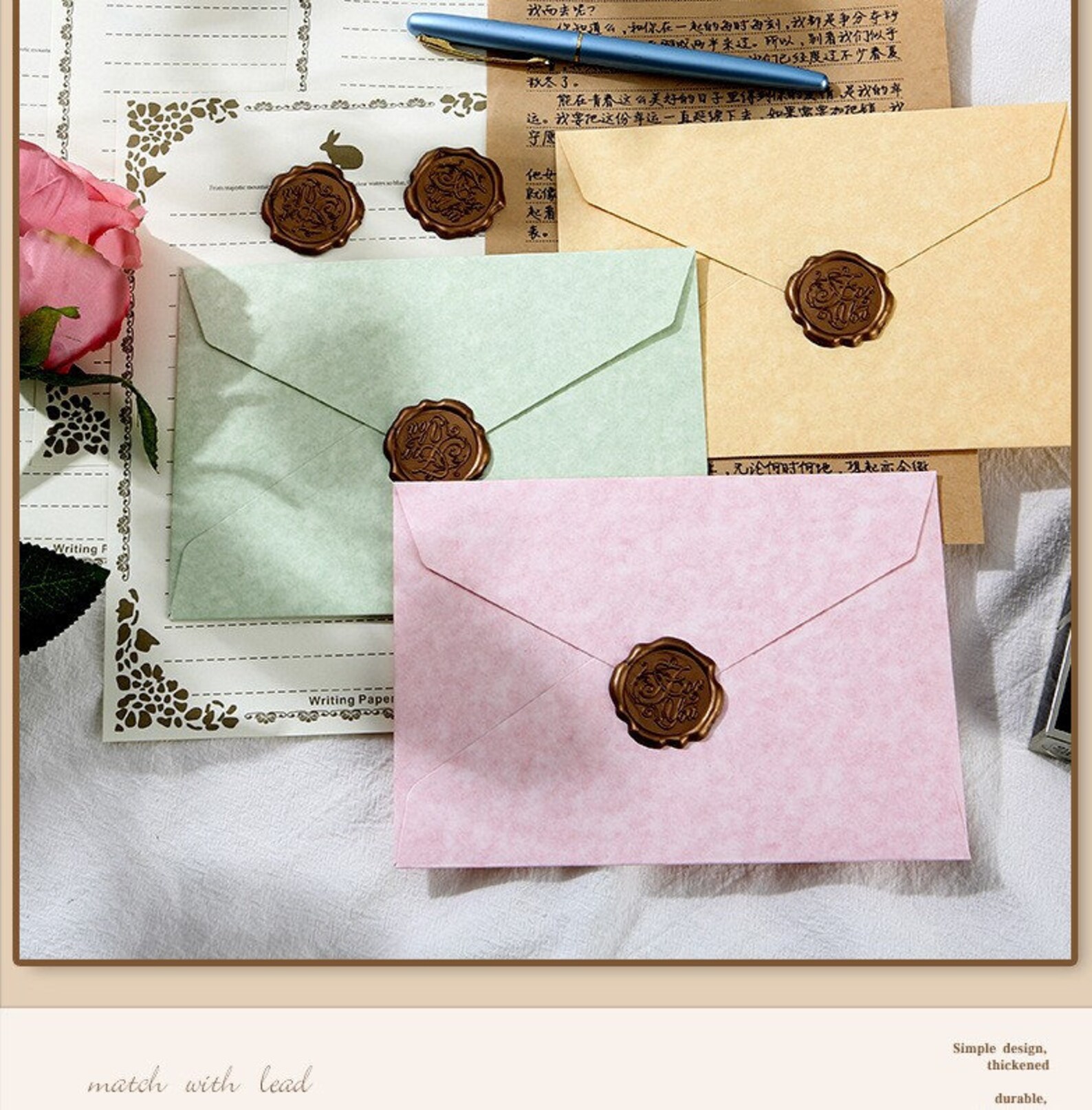 Sheep Parchment Envelope Letter Set With Lacquer Seal Romantic Retro ...