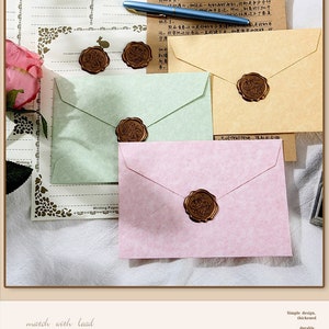 Juego de cartas de sobre de pergamino de oveja con sello de laca, carta de invitación Retro romántica, carta de amor, invitación de boda