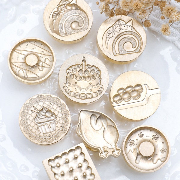 Dessert Serie Präge Siegel Kupferkopf / Donut Kuchen Macaron Muster lackierter Kupferkopf / geprägtes dekoratives Wachssiegel