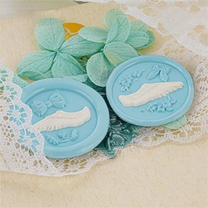 Selo de alívio de superfície fosco com asas, selo de cera personalizado, convite de casamento, selo de cera, personalização