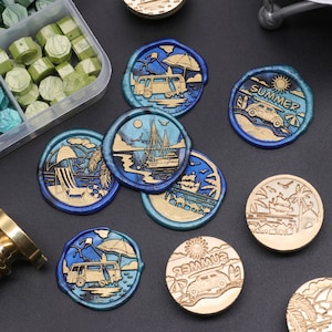 Beach Resort Collection lakzegel gepersonaliseerde stempel huwelijksuitnodiging bruiloft zegel stempel wasstempel op maat