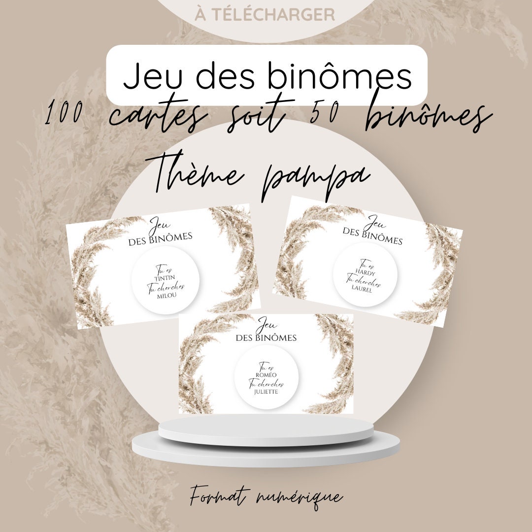 Jeu Des Binômes - Kit Animation Avec 20 Cartes 10x15 Cm + 20 Stickers Cœur à Gratter - Idéal Mariage, Soirée, Team Building