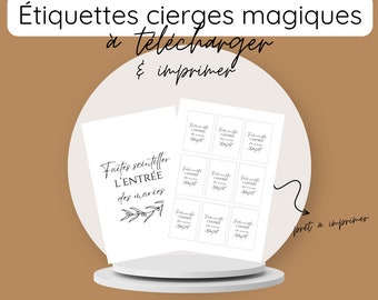 Étiquettes cierges magiques / à télécharger et imprimer / Planche étiquettes cierges magiques / Cierges magiques mariage