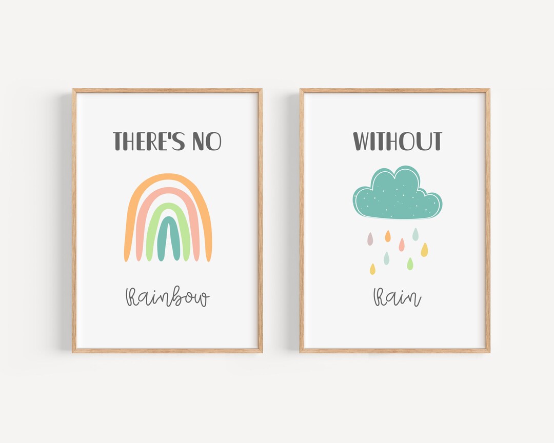 Buy There's No Rainbow Without Rain/ Sayings Posters/ Nursery Printable