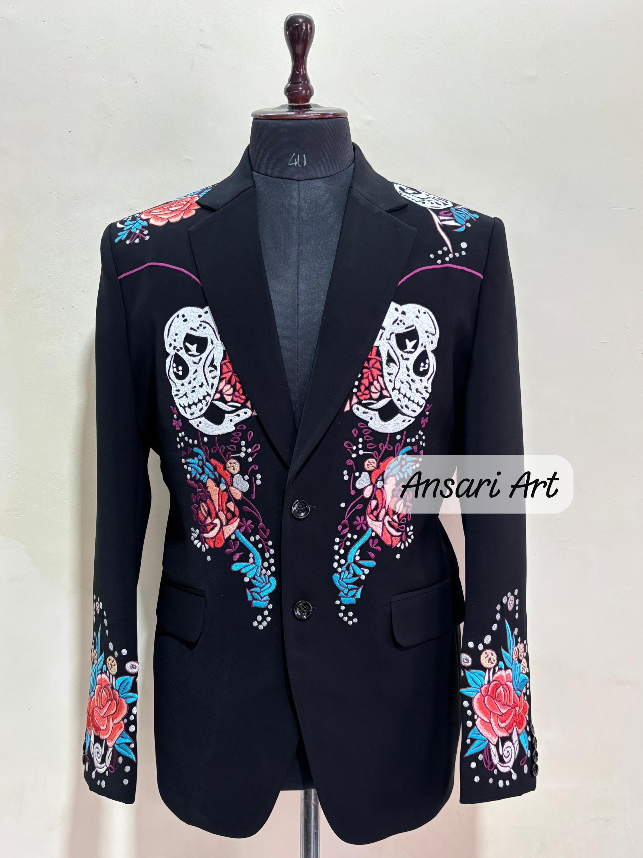 Costume Western Brodé Homme Ansari Art Taille M - Style Cow-boy Country, Fait Main