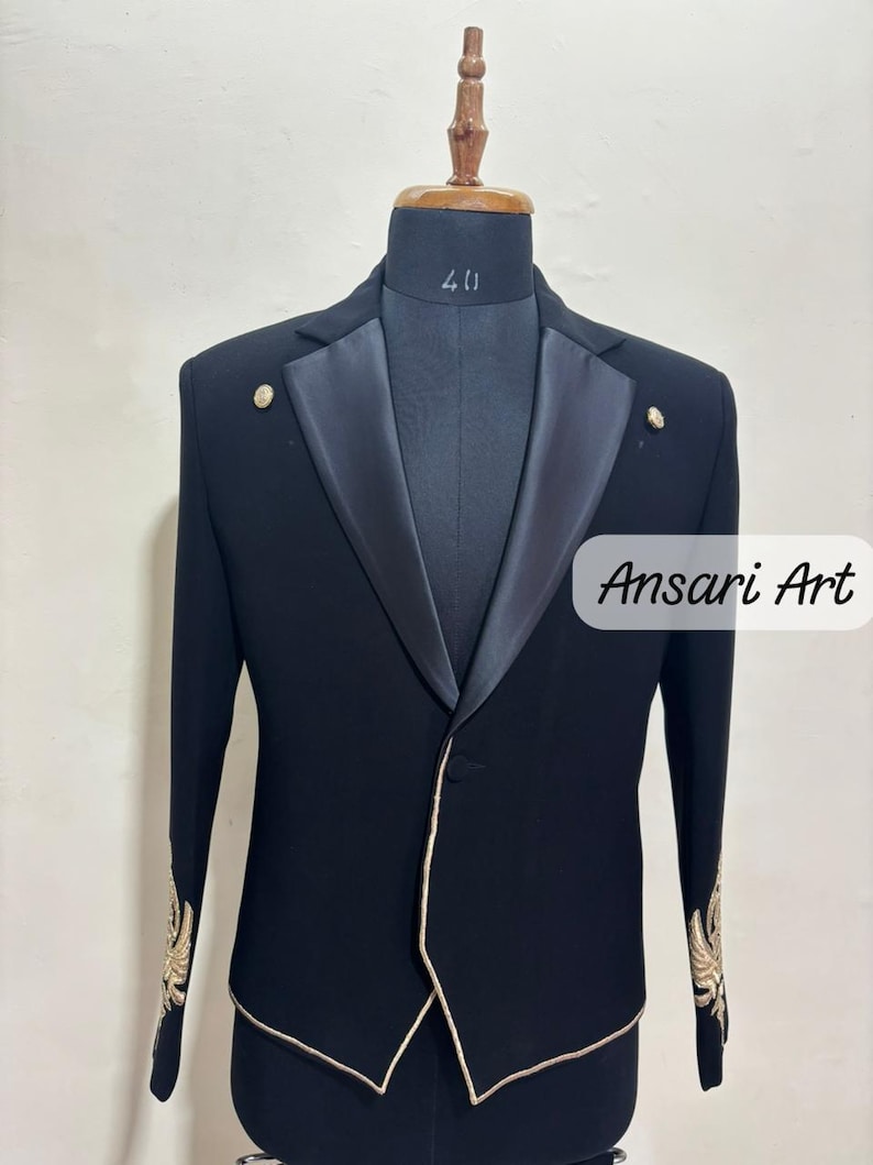 Royal Prince Costume Men, Black and Gold Military Suit, Fantasy King ...