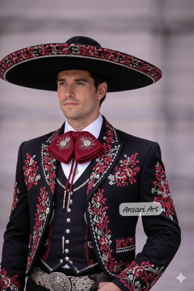 Luxury Charro Suit for Men | Floral Embroidered Mariachi Wedding Suit ...