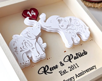 ivory anniversary gift for him her 14 year anniversary keepsake for wife husband 14th wedding anniversary present 14 years married couple
