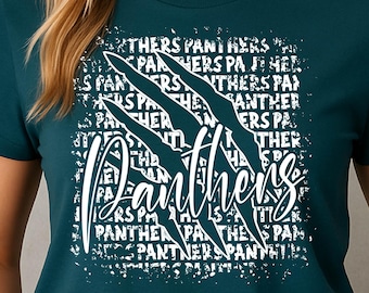 Distressed Black Panthers Png Design For Shirt. We Are Panther Mascot Team Png Design