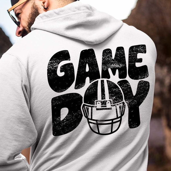 Black Distressed Game Day Football Helmet Png Shirt Design Distressed