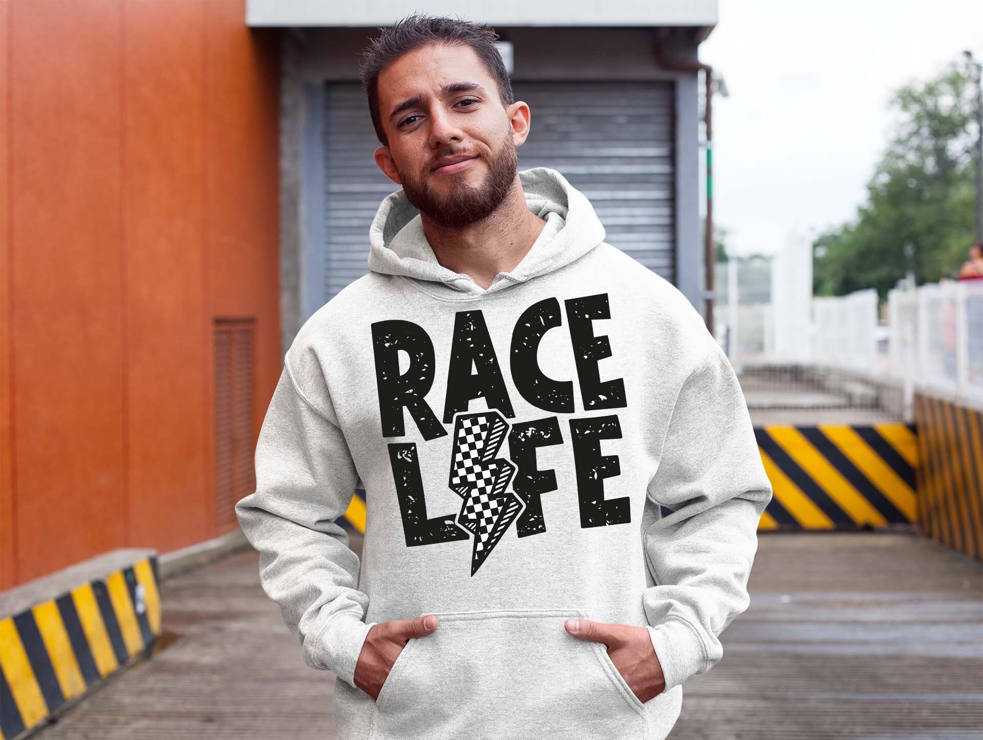 Distressed Race Life Png. Racing Checkered Lightning Bolt Design For Shirt Retro Files Download