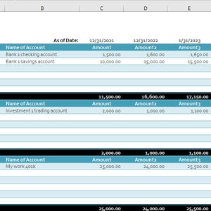 Net Worth Calculation and Tracking Template - Etsy