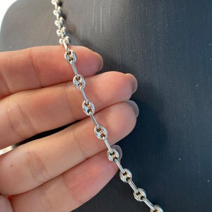 925 Silber Männer Halskette, Mariner Gliederkette Halskette, Anker Mariner, 925 Sterling Silber Kette, Valentinstag, Geburtstagsgeschenk