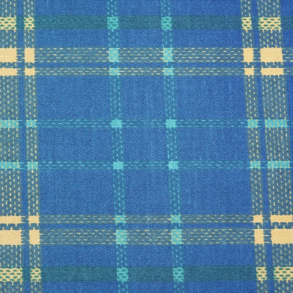 Vintage Forbo Lancster 100% Cotton Blue & Yellow Check Fabric Clothing Curtains Upholstery Made in Great Britain 54" 138cm wide