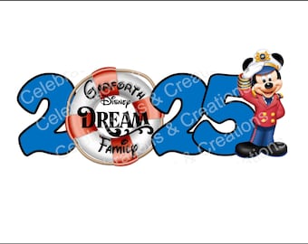 Personalised Disney 2025 stateroom door magnet featuring Captain Mickey, Disney Cruise Line, DCL,