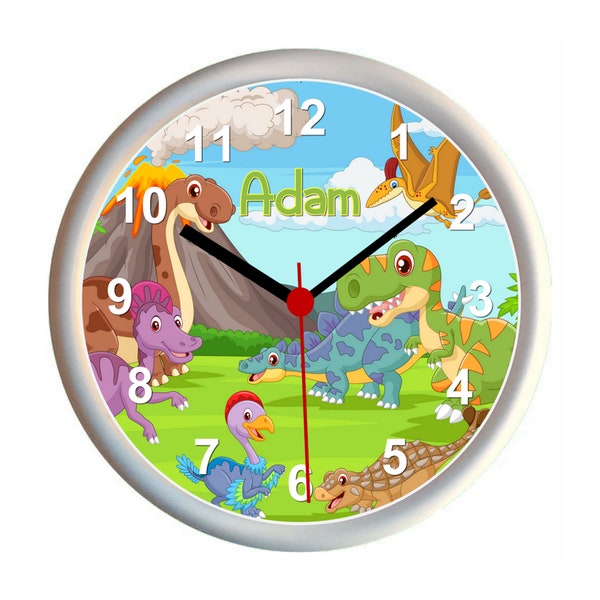 Personalised DINOSAURS Children's Bedroom Wall Clock