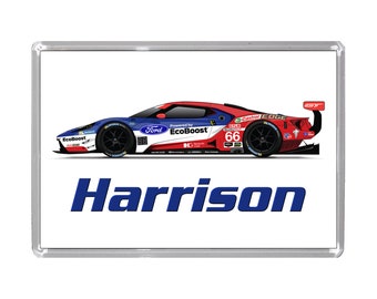 Personalised GT SPORTS CAR Jumbo Acrylic Fridge Magnet/Refrigerator Magnet (Overall Size 6.4cm by 6.4cm)