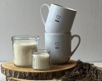 Keramiktasse Mama & Papa - Geschenkset für Eltern | Kaffeebecher zum Muttertag und Vatertag | Geschenk für werdende Eltern