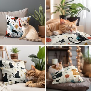 Funda de almohada con estampado animal, regalo para amantes de las mascotas, almohada de tiro moderna con estampado de gatos, funda de almohada de tiro lindo, decoración del hogar, funda de cojín de amor de gato