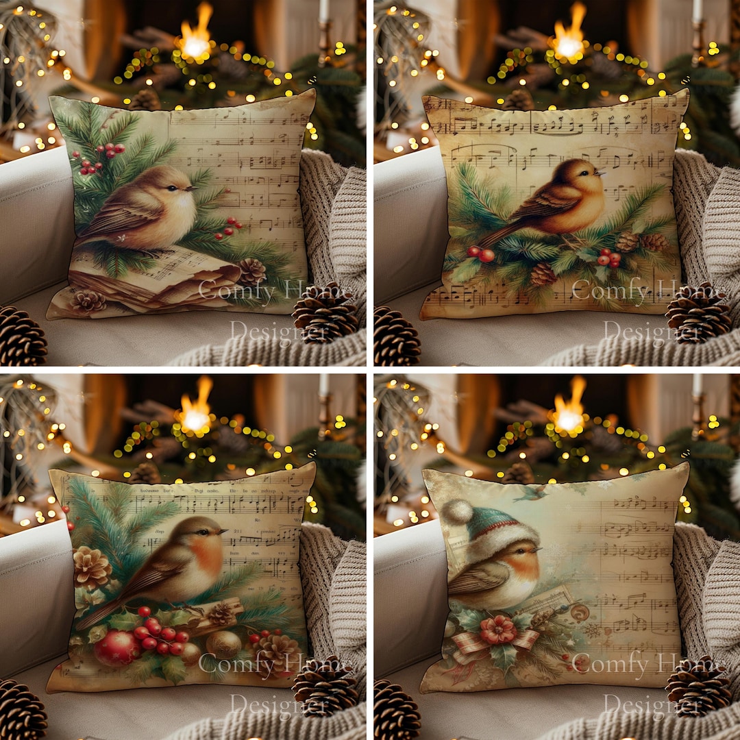 Christmas Pillows, Vintage Style Christmas Decor, Custom Throw Pillows ...