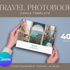 Modern Travel Photo Book Template, Photo Album Template, Editable Photo Book,  Customizable Square Photobook, Photo Album for Travel, Canva 