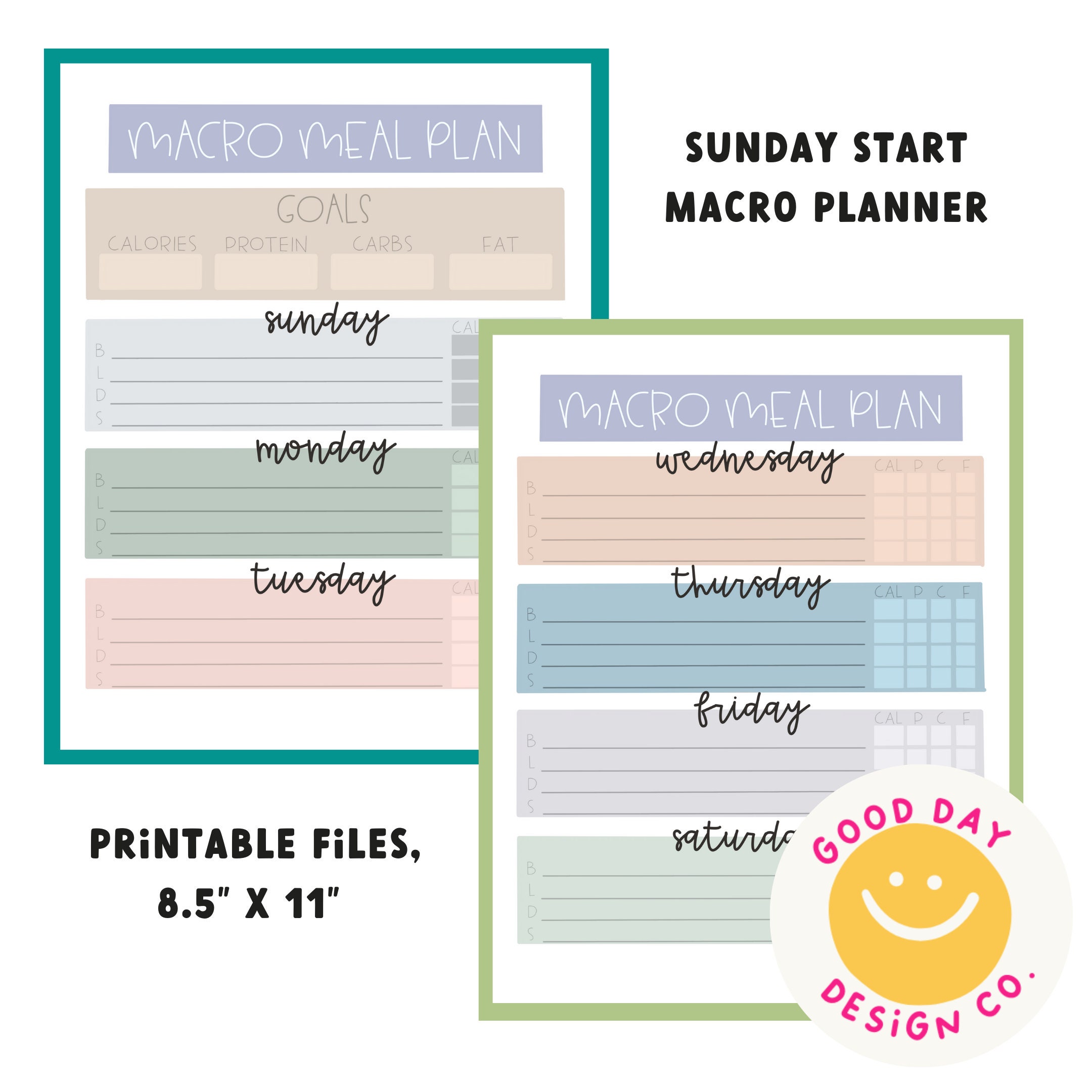 Macro Meal Planner | Macro Tracker | Macro Tracking | Printable Meal ...