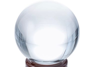 Clear Crystal Ball, Fortune-telling, Emotional healing, decision-making, Crystal ball with wooden stand