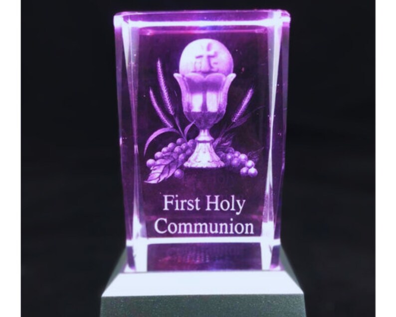 First Holy Communion - 3D Laser Crystal Block, LED Light Base ...