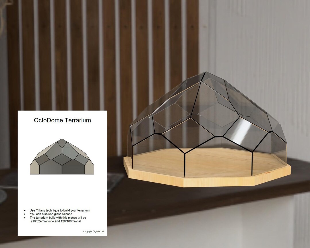 Octogonal Dome Glass Terrarium Template. Pdf Printable Template