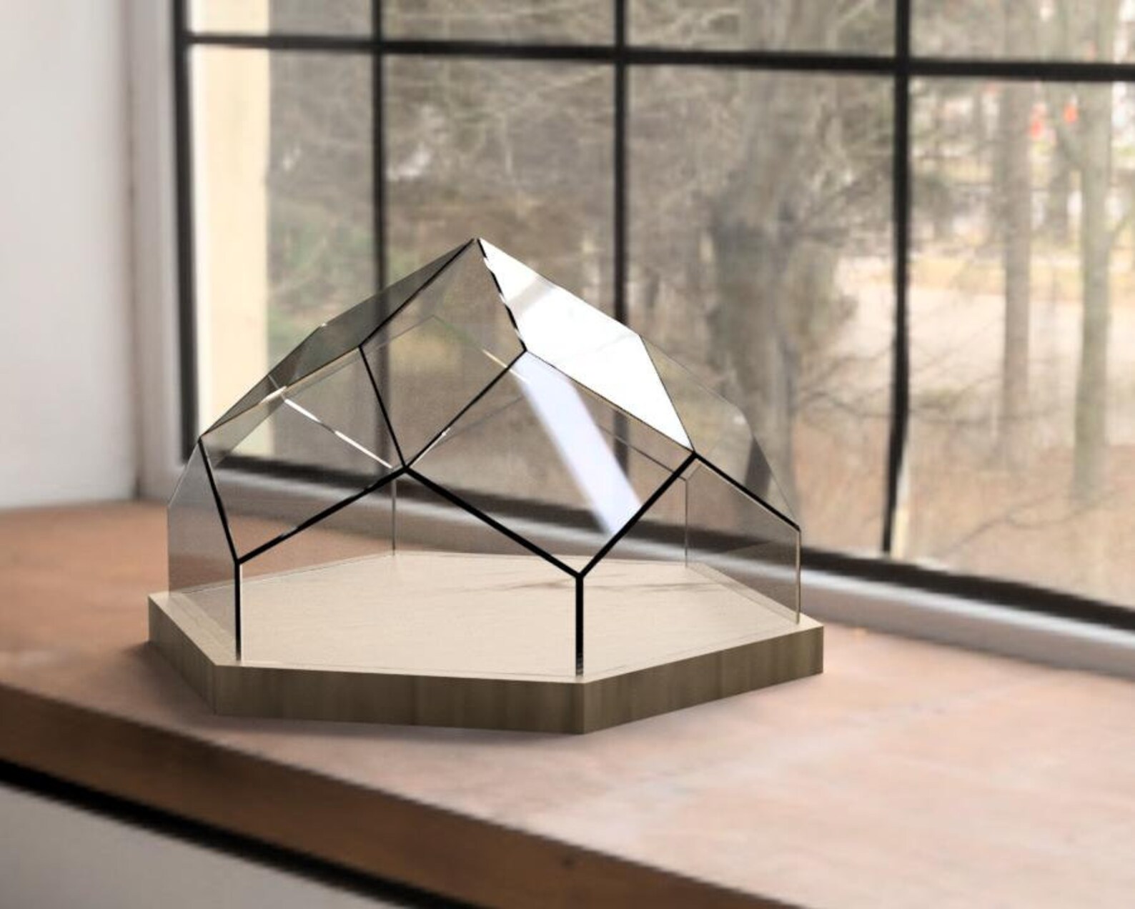Hexagonal Dome Glass Terrarium Template. Pdf Printable Template