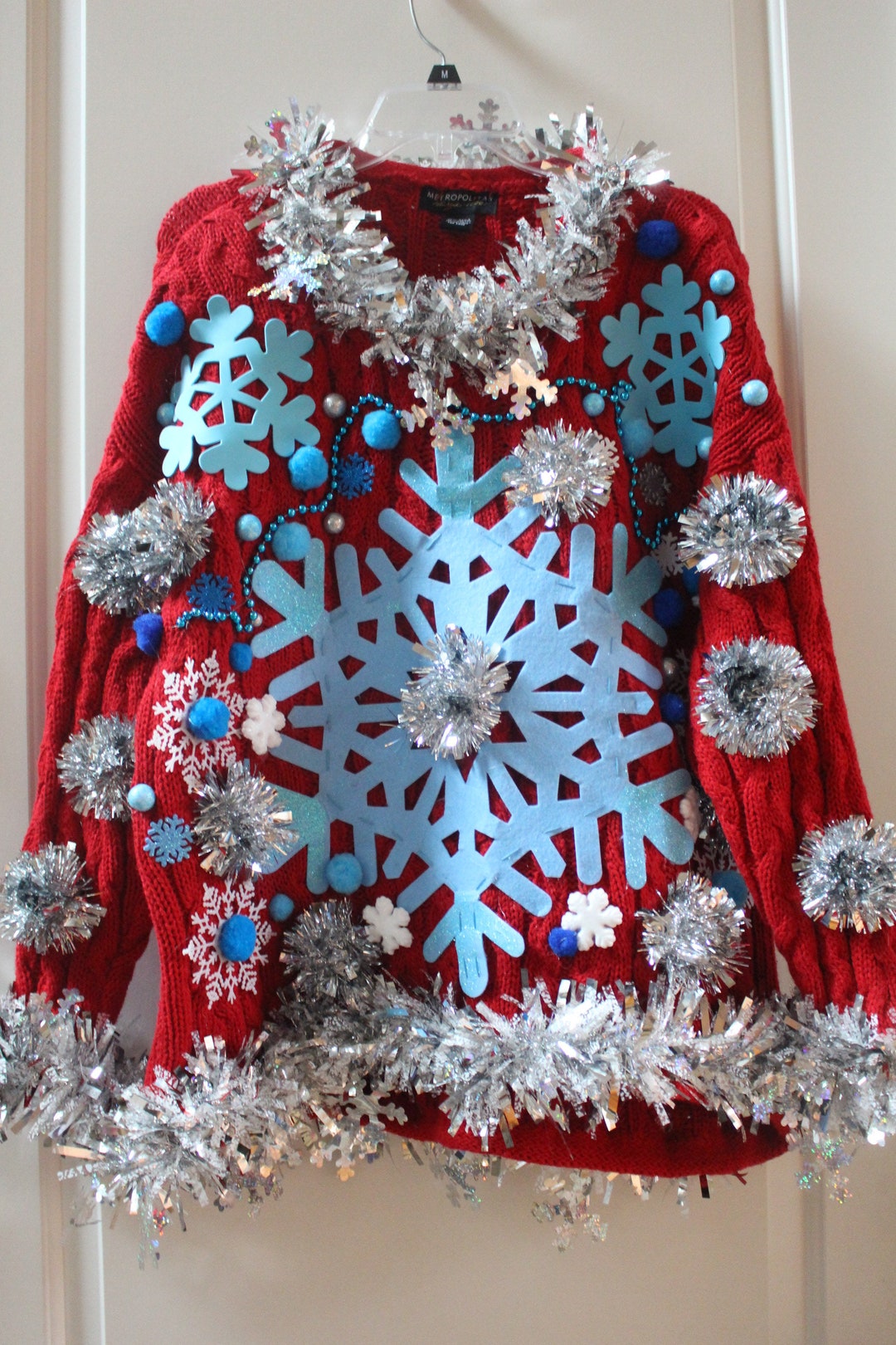 Handmade Tacky Ugly Christmas Sweater Snowflake Women - Etsy