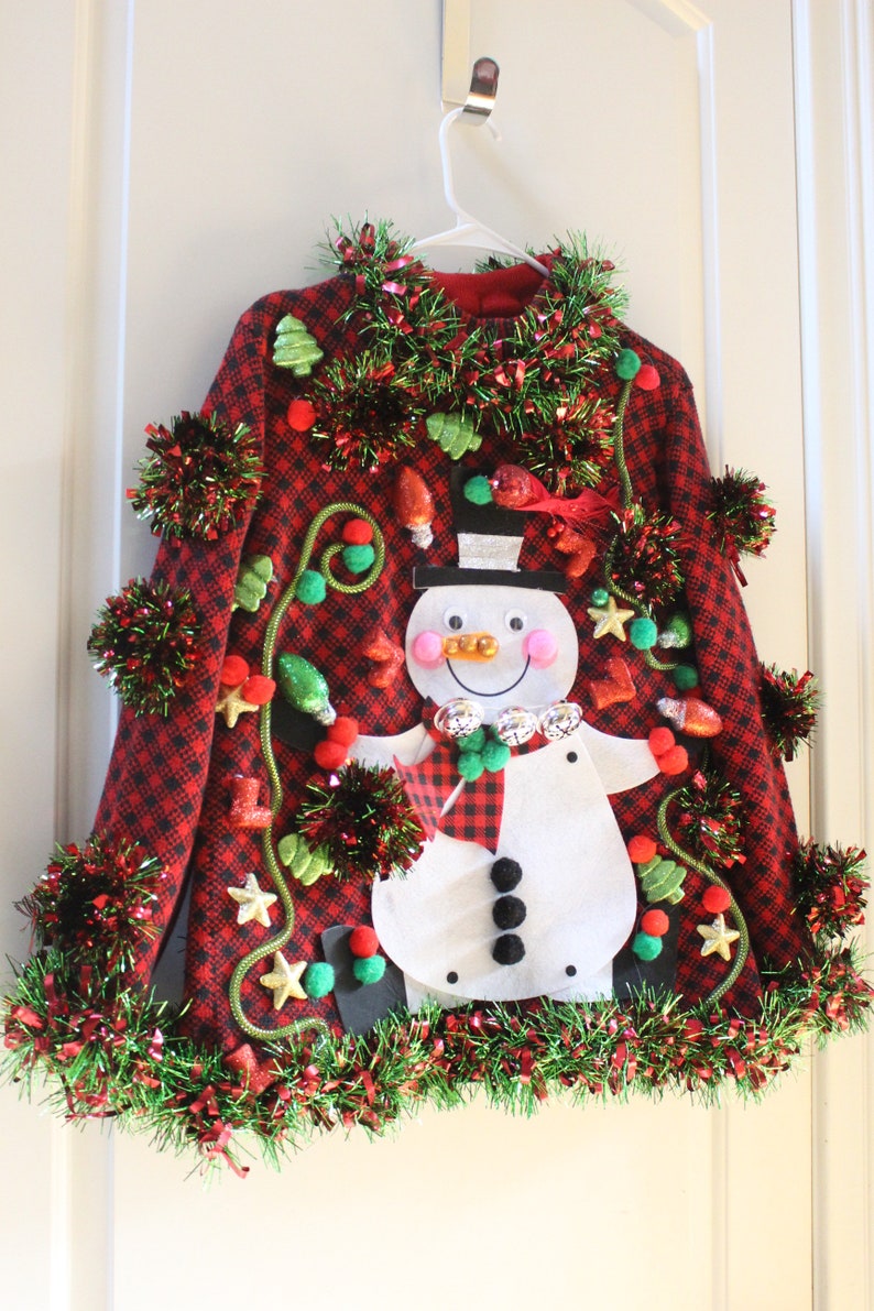 Handmade Tacky Ugly Christmas Sweater Snowman Women Small - Etsy