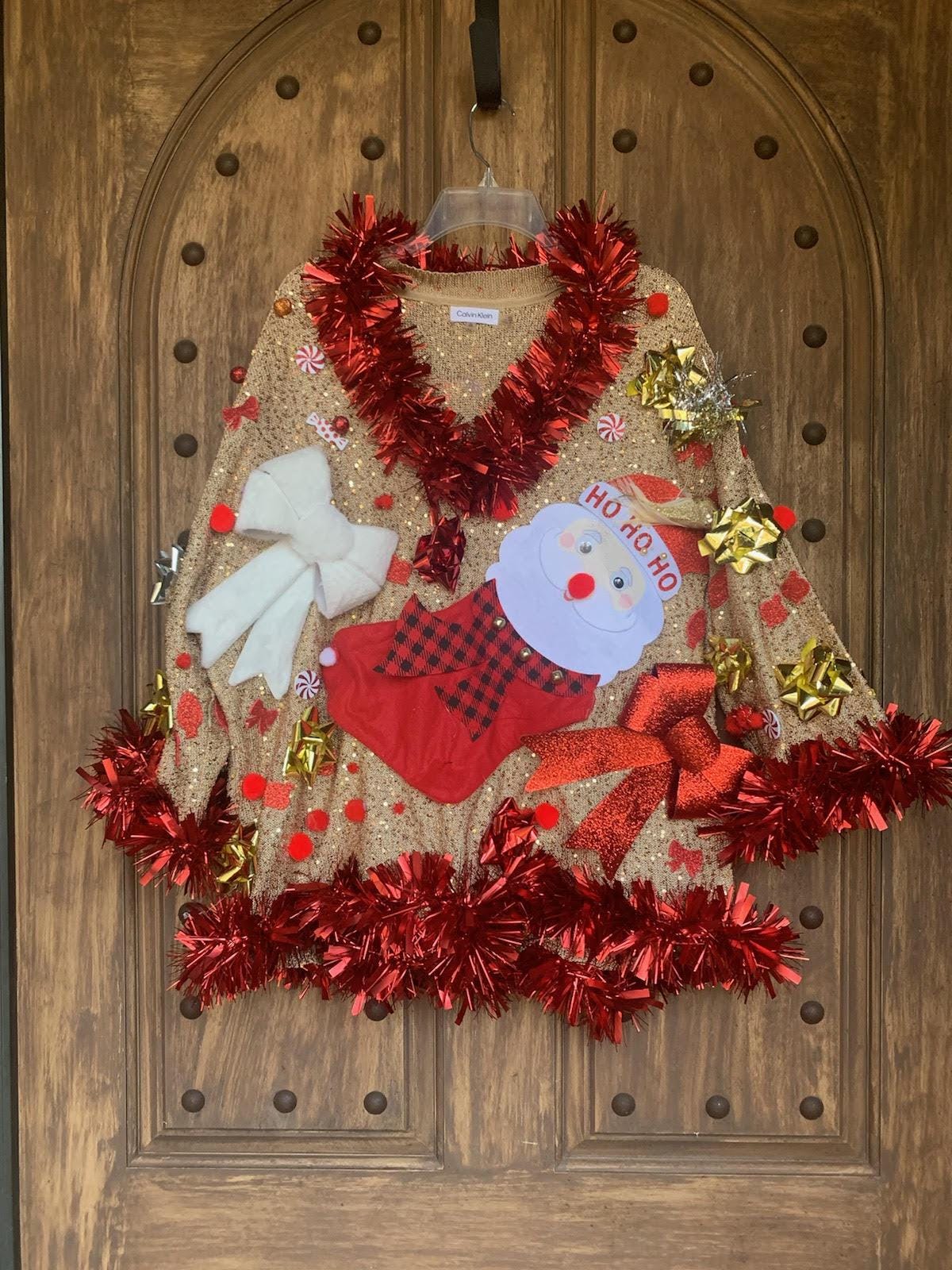 ugly christmas sweater dress Bow Dirty Sweaters My Christmas Bow Dress For Ugly Sweater Party Christmas BLUE & White CABANA mar26usa Try this tactile Gaudy Size:L-FINAL SALE Reuniontower com
