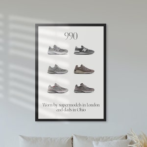 New Balance 990 Print - poster da parete per sneaker, stampa new balance, arte sneakerhead, arte da parete stampabile, poster divertente, download digitale