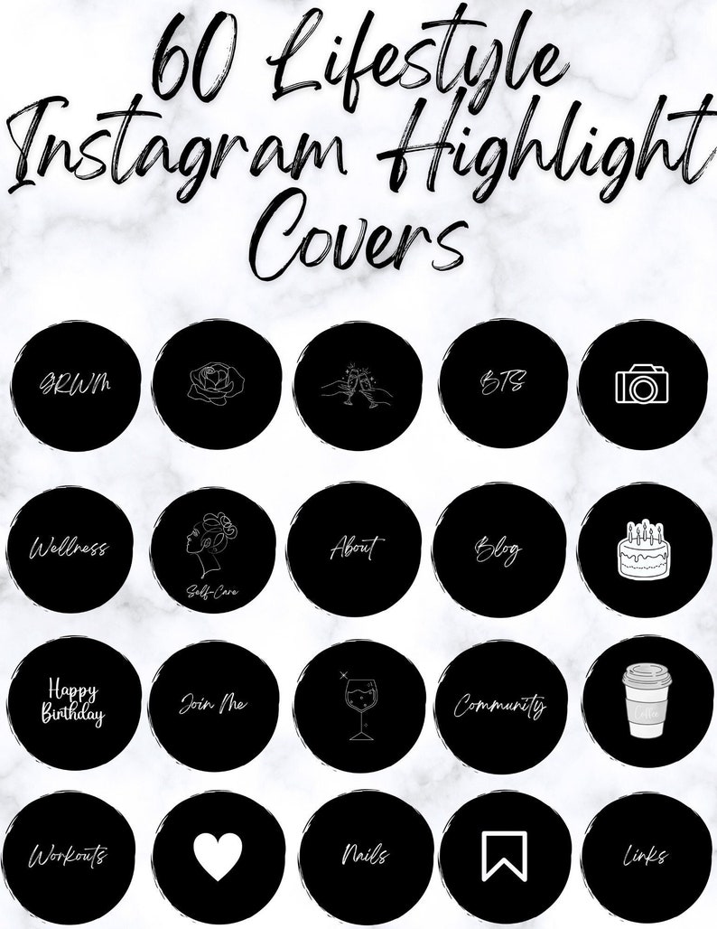 Editable Minimalist Black Instagram Highlight Covers, Black and White ...