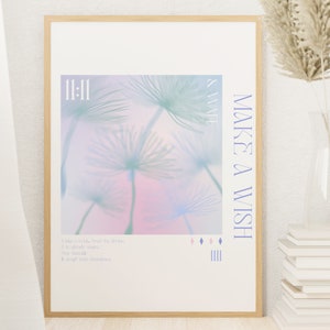 Angel Number 1111, 11:11 Make A Wish, Dandelion Gradient Art Print, Instant Digital Download, Lucky Number Wall Art, Danish Girl Aesthetic