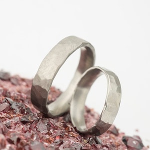 Mens Hammered Wedding Band -  His and Hers Titanium Ring - Natura