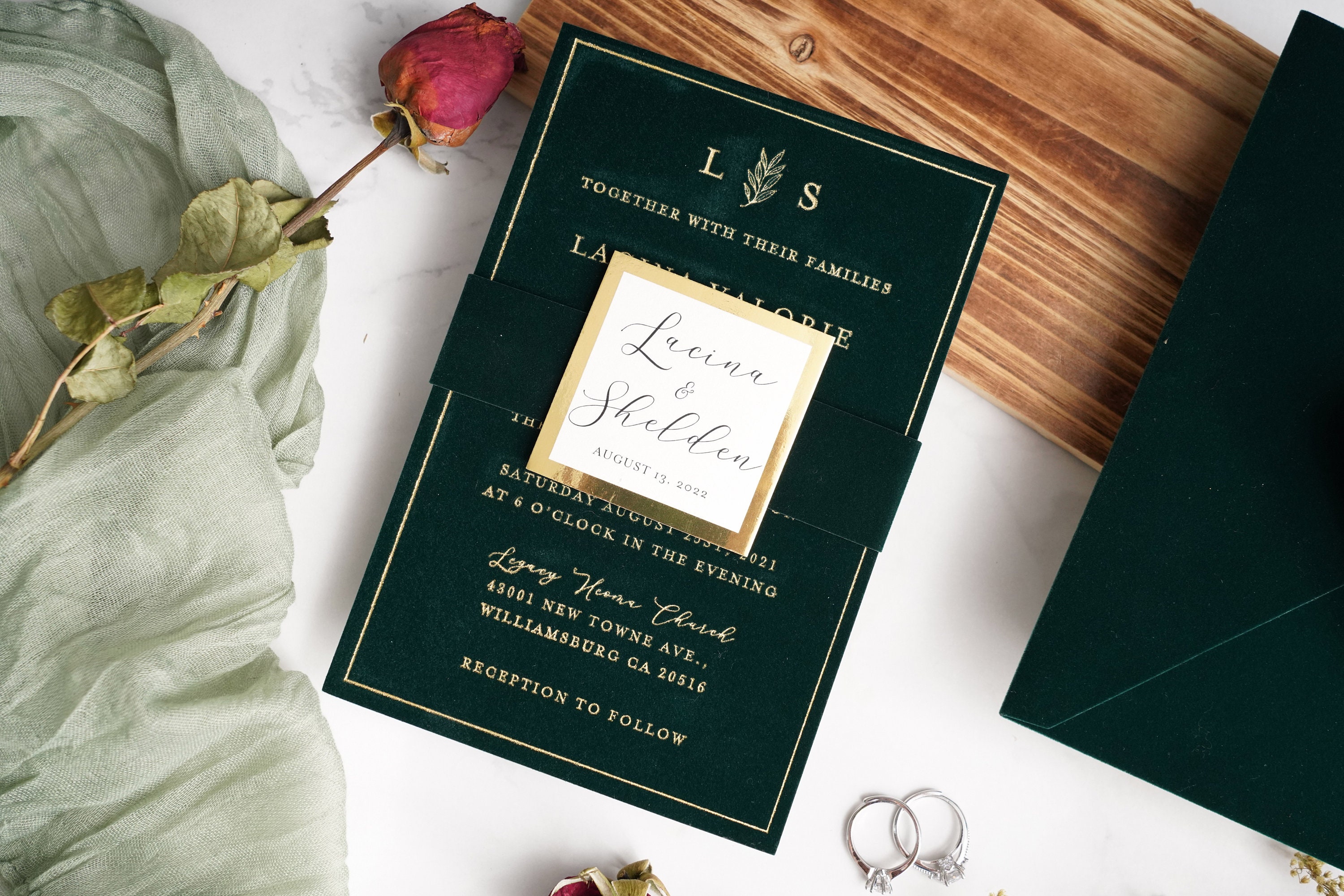 Emerald Green Velvet Wedding Invitation Cards Emerald Green Etsy Australia