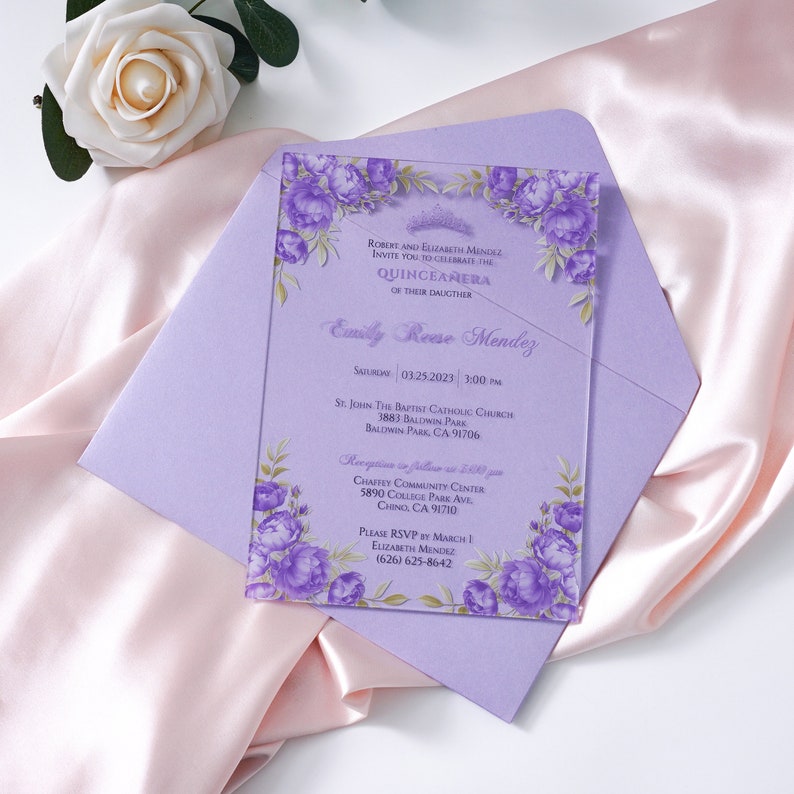 Xv Años Invitations, Quince Anos, Lilac Acrylic Invitations With