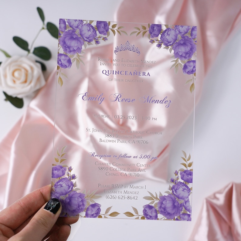 Xv Años Invitations, Quince Anos, Lilac Acrylic Invitations With