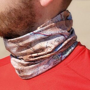 Snowdon Map Snood, histórico, Snowdonia Gift, Buff, Neckwarmer, Face Mask, Bandana, Gaiter, Neck Tube, Gift for Men, cuello bufanda, mapa usable
