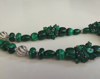 Natural Malachite Beaded Necklace - 77cm Gemstone Jewelry