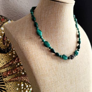 Malachite necklace and malachite bracelet, Malachite necklace, malachite bracelet, Gemstone Necklace, Malachite Bead Necklace